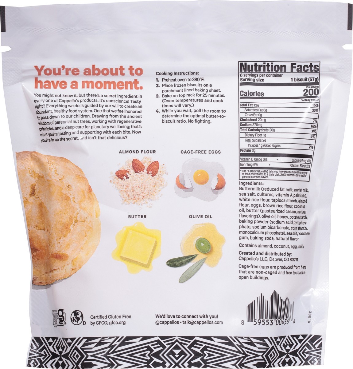 slide 7 of 15, Cappello's Almond Flour Buttermilk Biscuits 6 ea, 