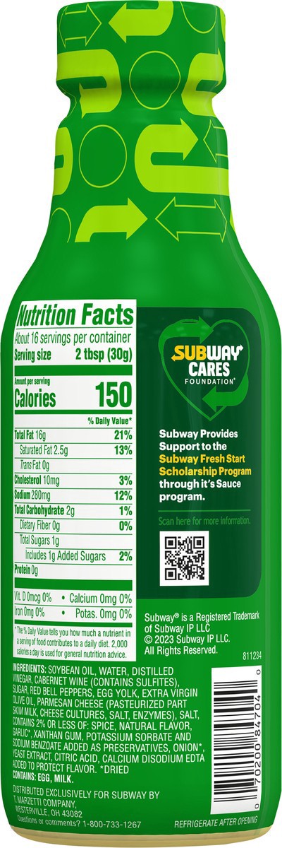 slide 5 of 13, Subway Creamy Italian Mvp Sauce 16 fl oz, 16 fl oz