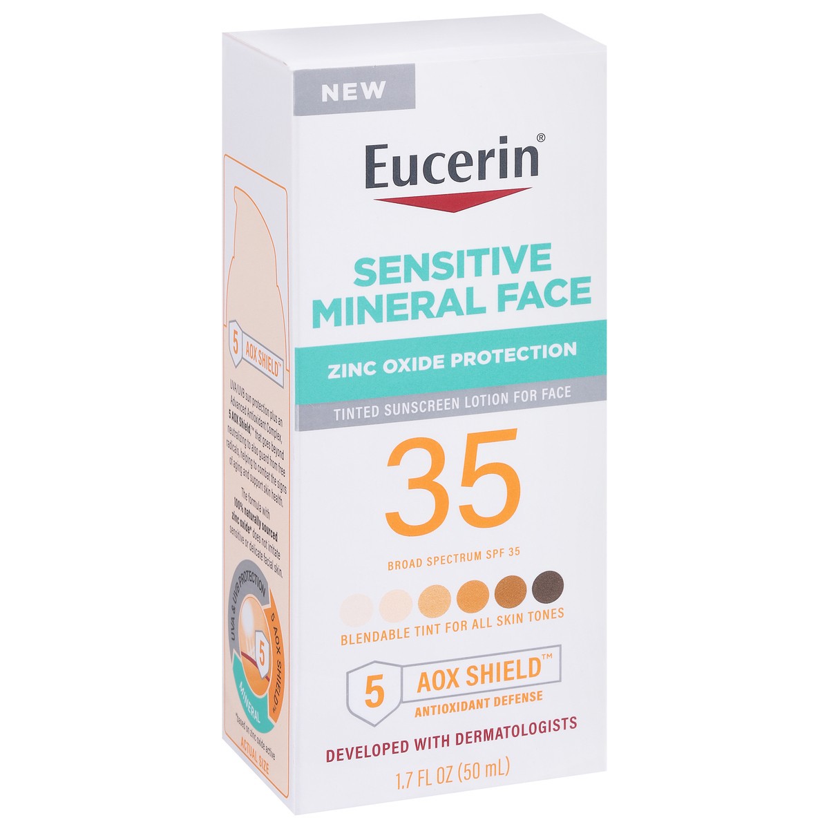 slide 3 of 9, Eucerin Broad Spectrum SPF 35 Sensitive Mineral Face Sunscreen Lotion 1.7 fl oz, 1 ct