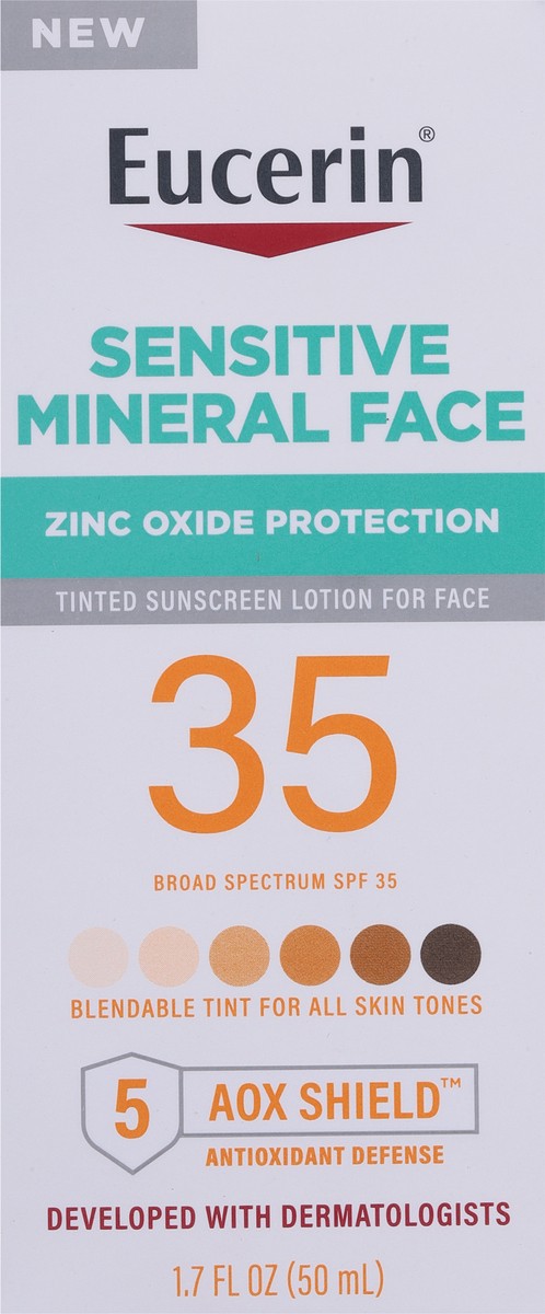 slide 8 of 9, Eucerin Broad Spectrum SPF 35 Sensitive Mineral Face Sunscreen Lotion 1.7 fl oz, 1 ct