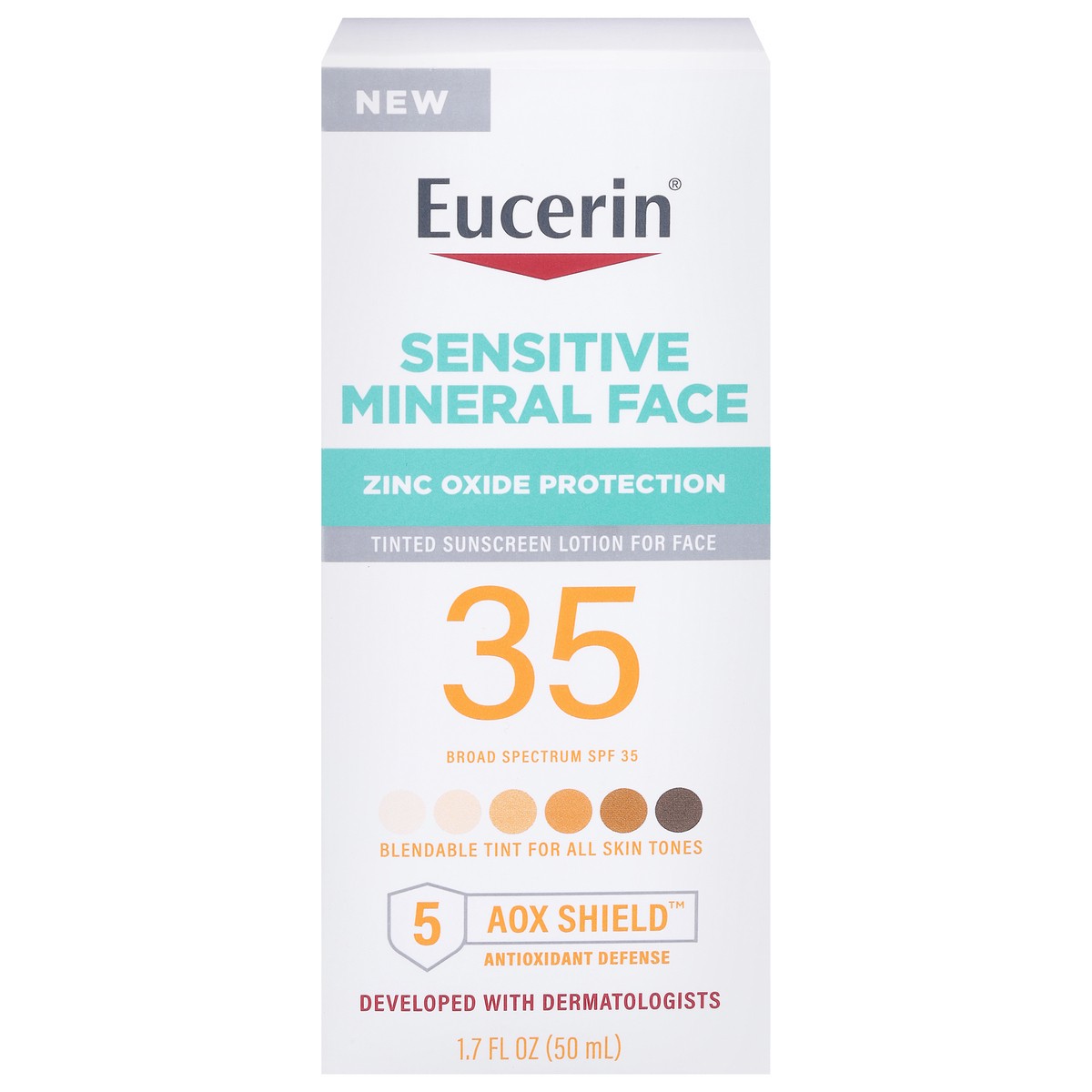 slide 1 of 9, Eucerin Broad Spectrum SPF 35 Sensitive Mineral Face Sunscreen Lotion 1.7 fl oz, 1 ct