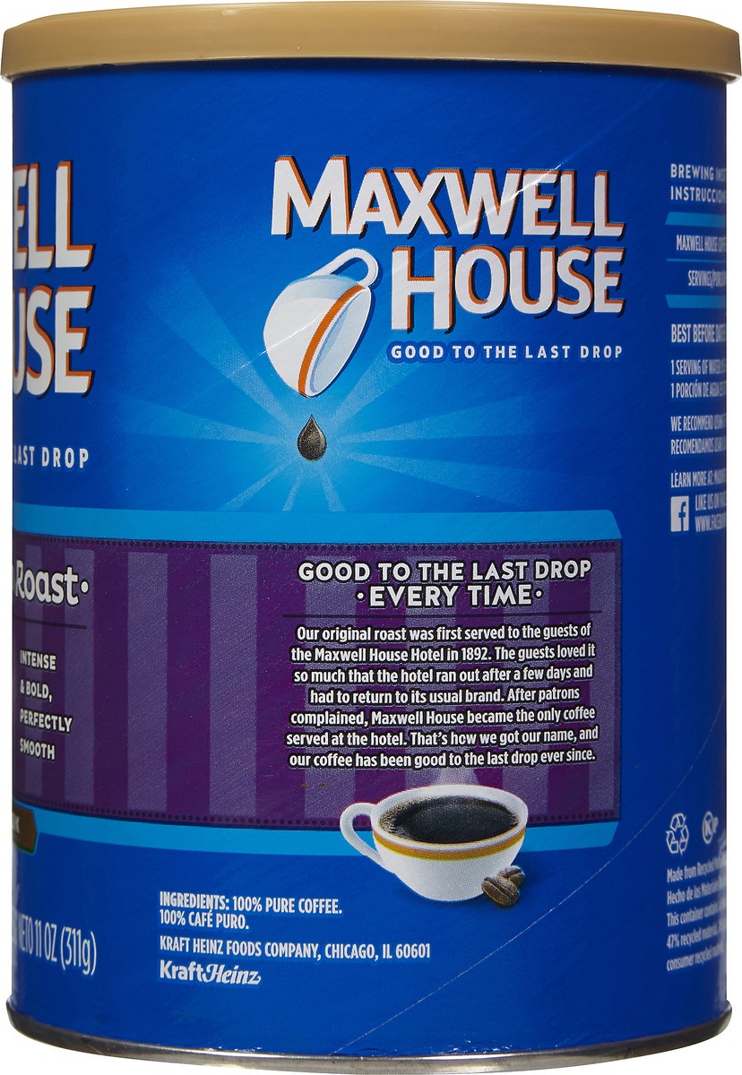 slide 7 of 7, Maxwell House Dark Roast French Roast Ground Coffee, 11 oz Canister, 11 oz