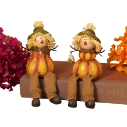 Resin Scarecrow W/Fabric Legs