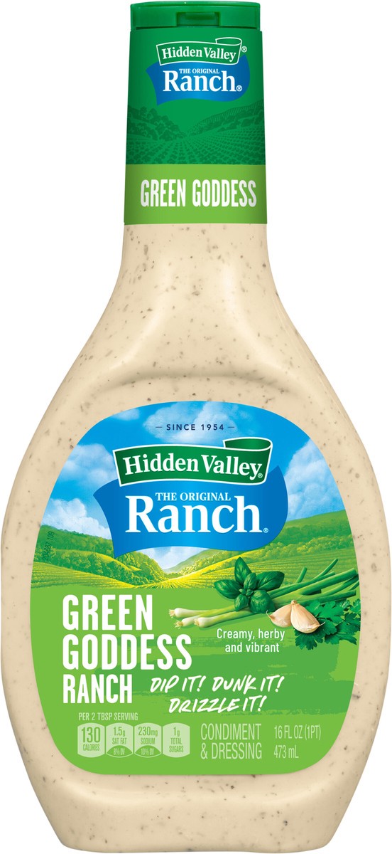 slide 4 of 14, Hidden Valley Original Ranch with Green Goddess Salad Dressing and Topping, 16 fl oz