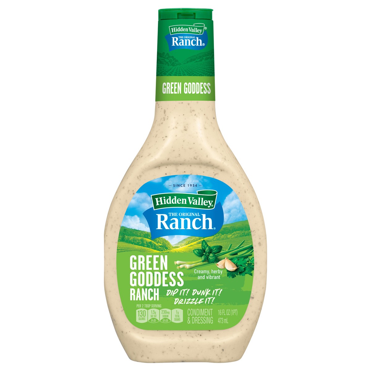 slide 7 of 14, Hidden Valley Original Ranch with Green Goddess Salad Dressing and Topping, 16 fl oz