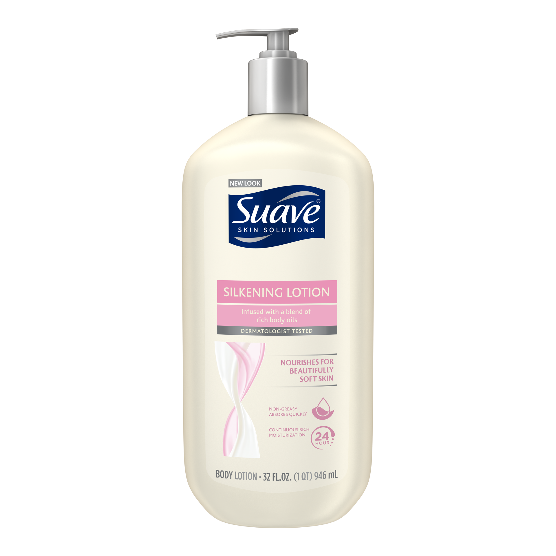 slide 6 of 6, Suave Skin Solutions Body Lotion Silkening with Baby Oil, 32 oz, 32 oz