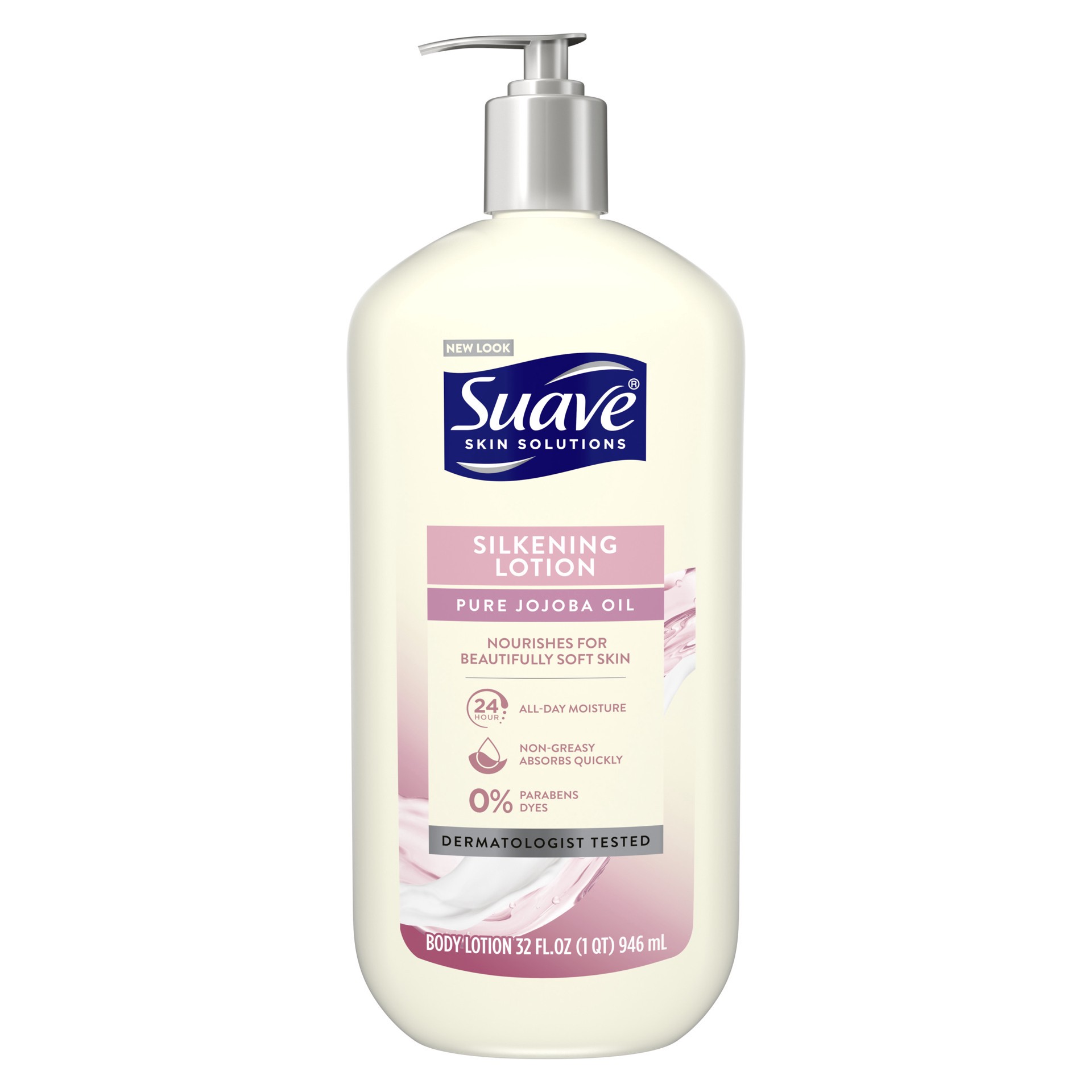 slide 1 of 6, Suave Skin Solutions Body Lotion Silkening with Baby Oil, 32 oz, 32 oz