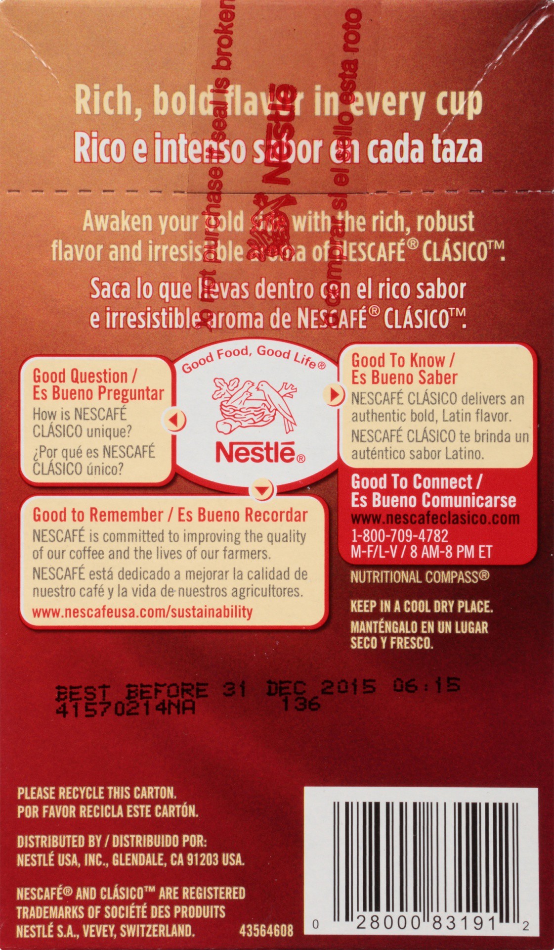 slide 5 of 13, Nescafé Nescafe Clasico Dark Roast 100% Pure Instant Coffee Packets, 7 Ct, 1 ct