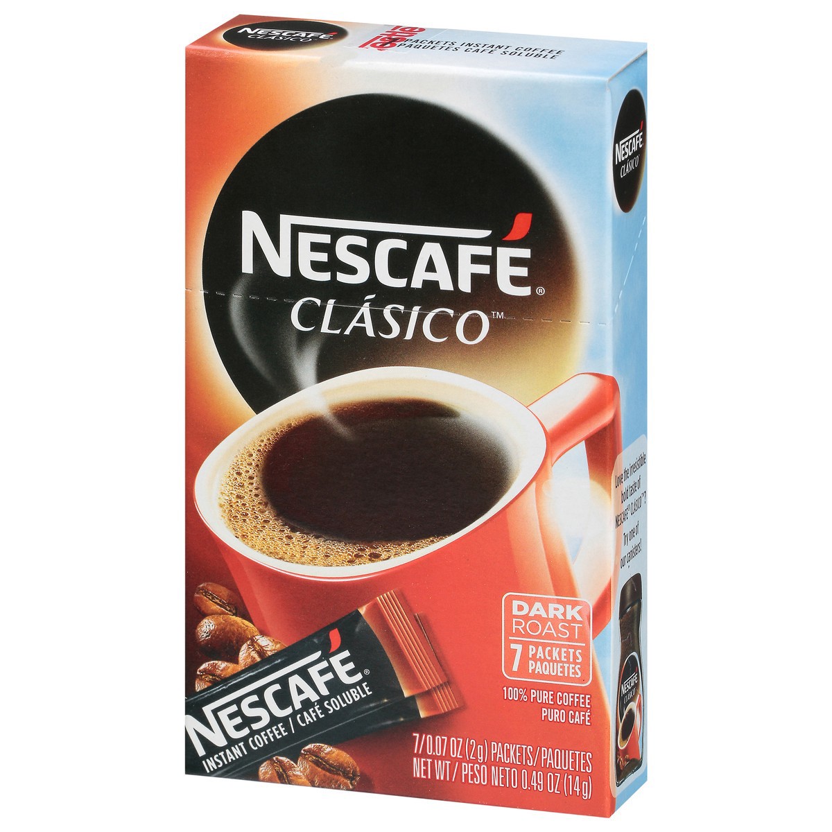 slide 13 of 13, Nescafé Nescafe Clasico Dark Roast 100% Pure Instant Coffee Packets, 7 Ct, 1 ct