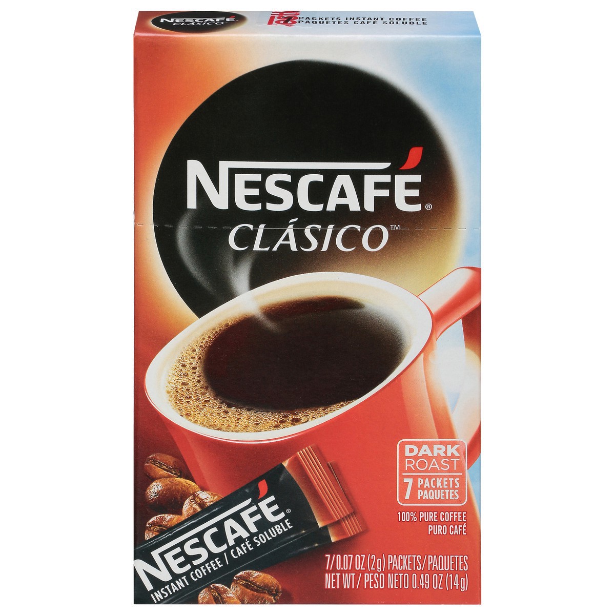 slide 3 of 13, Nescafé Nescafe Clasico Dark Roast 100% Pure Instant Coffee Packets, 7 Ct, 1 ct