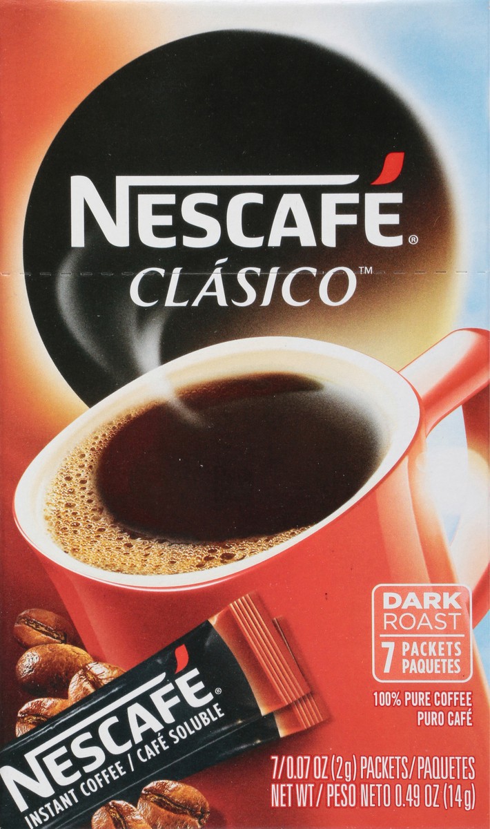 slide 11 of 13, Nescafé Nescafe Clasico Dark Roast 100% Pure Instant Coffee Packets, 7 Ct, 1 ct