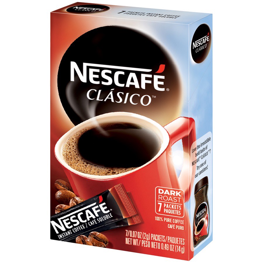 slide 12 of 13, Nescafé Nescafe Clasico Dark Roast 100% Pure Instant Coffee Packets, 7 Ct, 1 ct