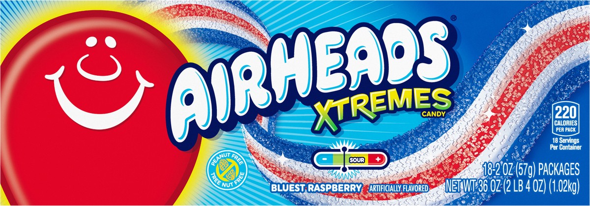 slide 7 of 8, Airheads 18ct XTREMES 2oz BELTS BLUEST RASPBERRY, 18 ct
