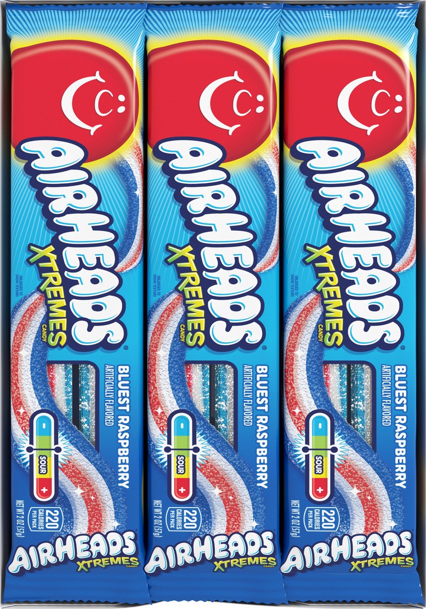 slide 8 of 8, Airheads 18ct XTREMES 2oz BELTS BLUEST RASPBERRY, 18 ct