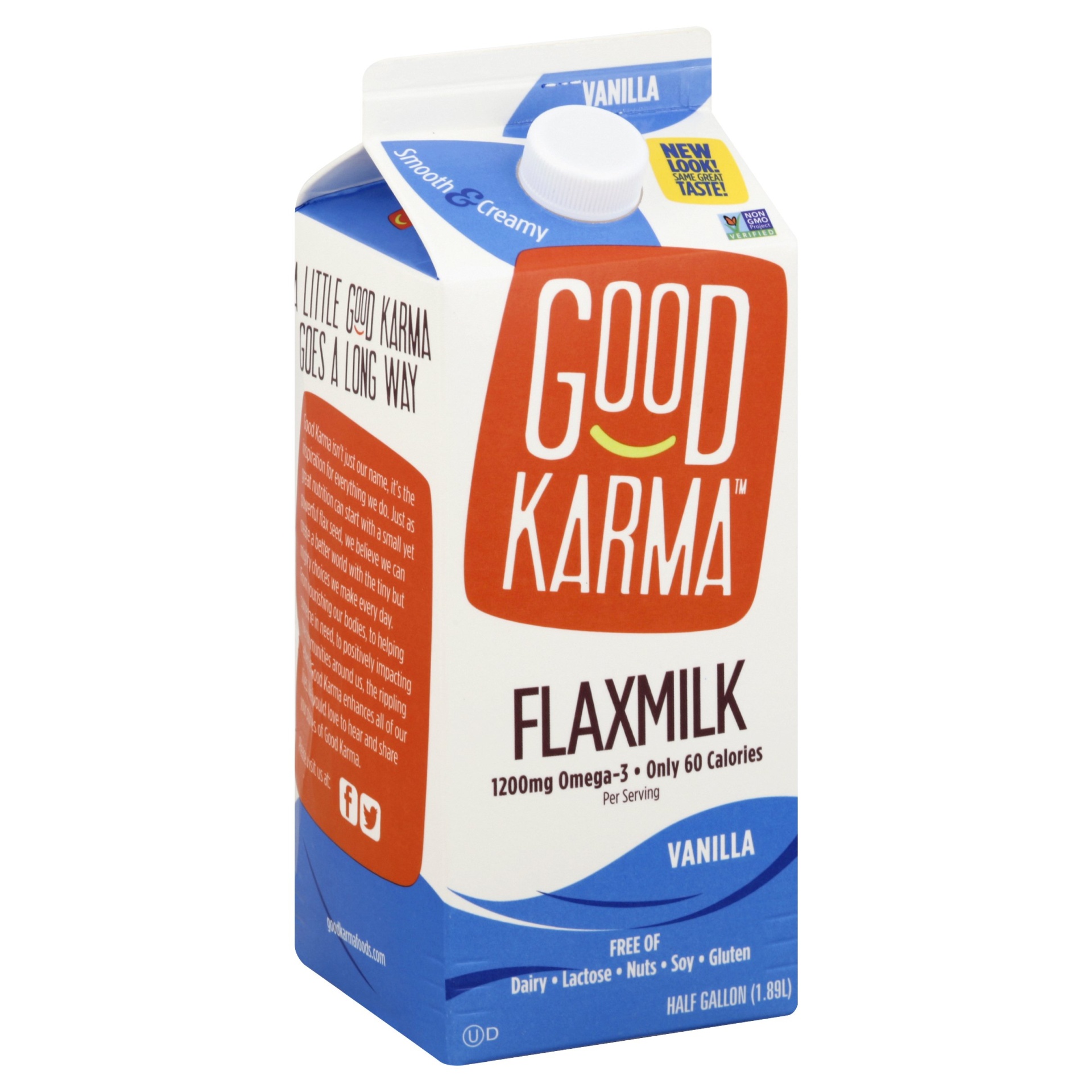 slide 1 of 1, Good Karma Gluten Free Vanilla Flax Milk, 64 fl oz