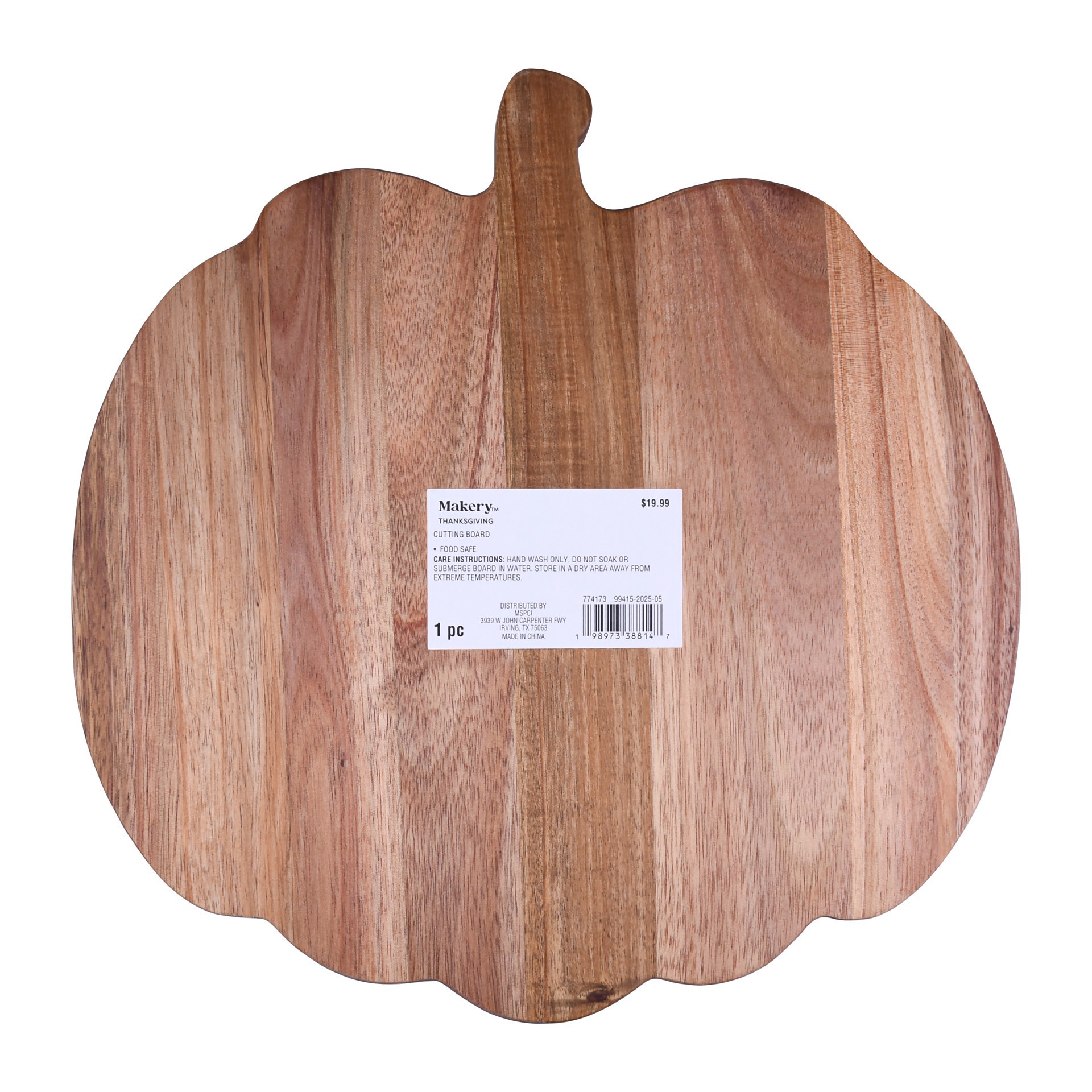 slide 4 of 4, 12" Wood Pumpkin Cutting Board By Makery, 12 in