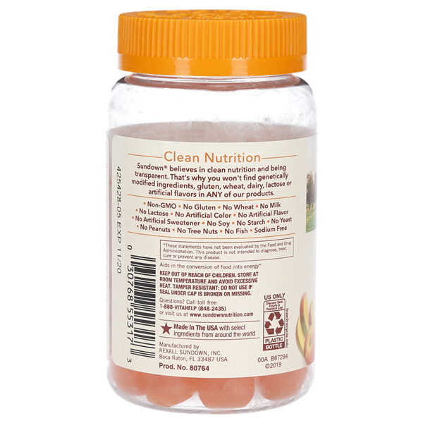 slide 8 of 9, Sundown Naturals Co Q10 Gluten Free Gummies Peach Mango, 50 ct