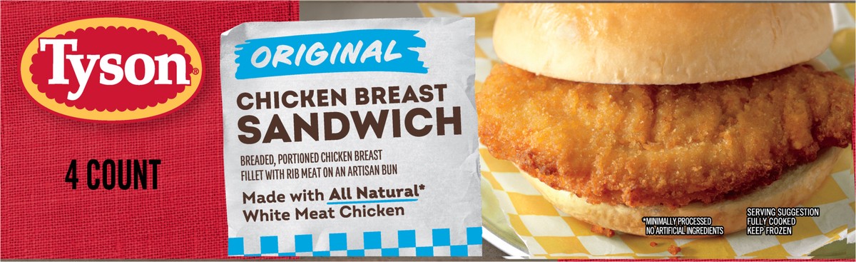 slide 8 of 8, Tyson Original Chicken Breast Sandwich, 24 oz, 4 ct Box, 680.39 g