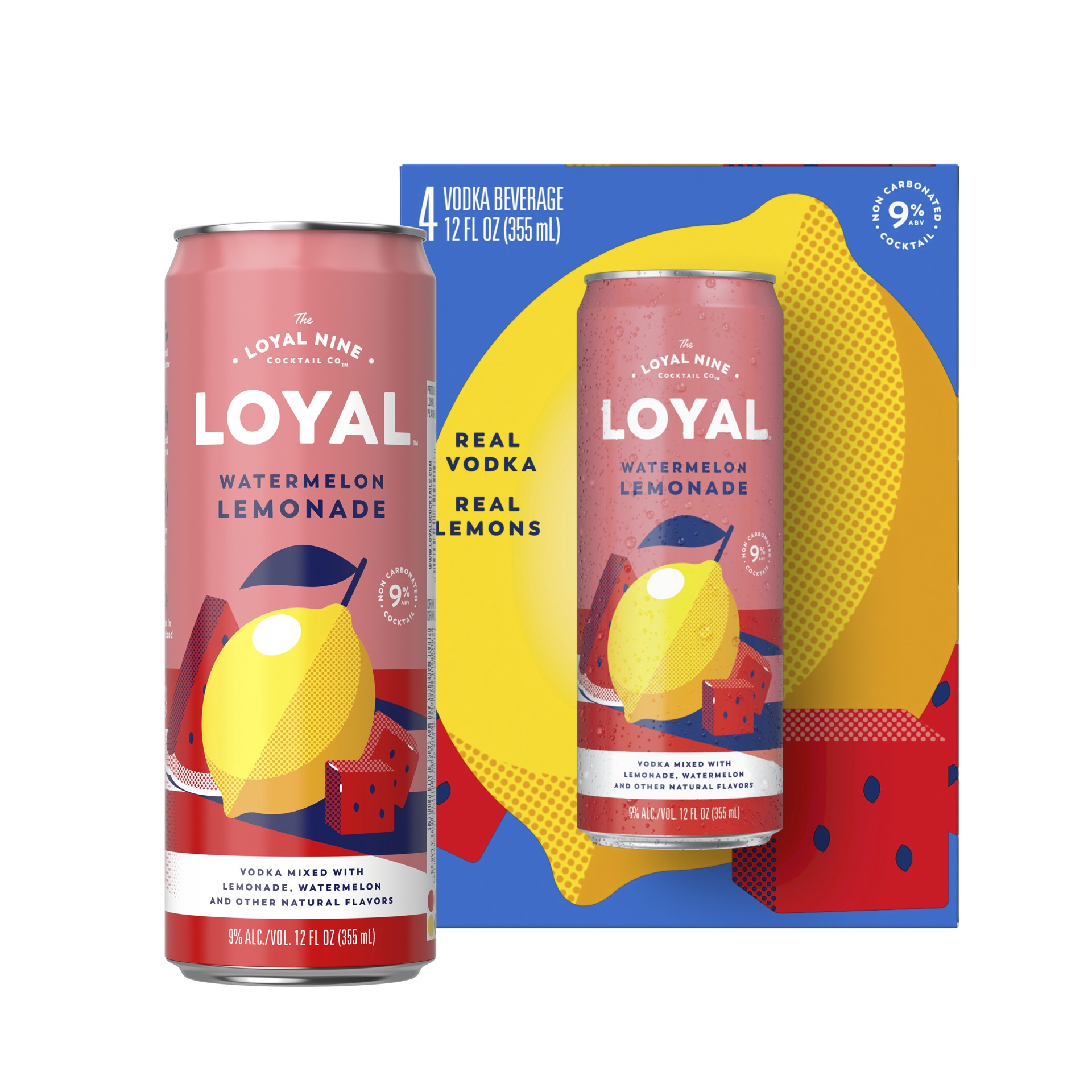 slide 3 of 5, Loyal 9 Watermelon Lemonade Vodka Cocktail, 4-PACK (4 x 12 fl oz), 4 ct