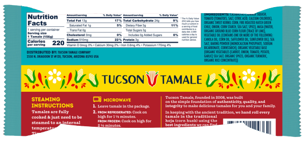 slide 4 of 4, Tucson Tamale Company Blue Corn & Veggie, 5.5 oz