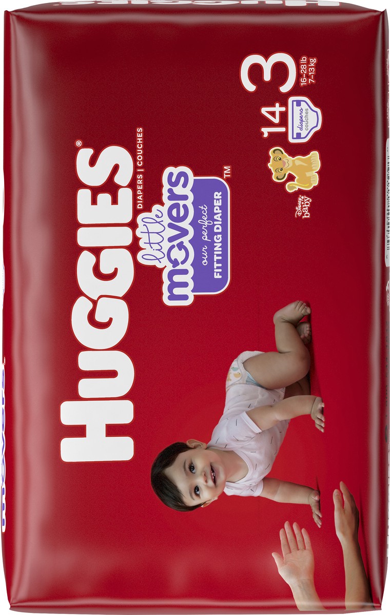 slide 5 of 9, Huggies Little Movers Disney Baby Diapers Size 3 (16-28 lb) 14 ea, 14 ct