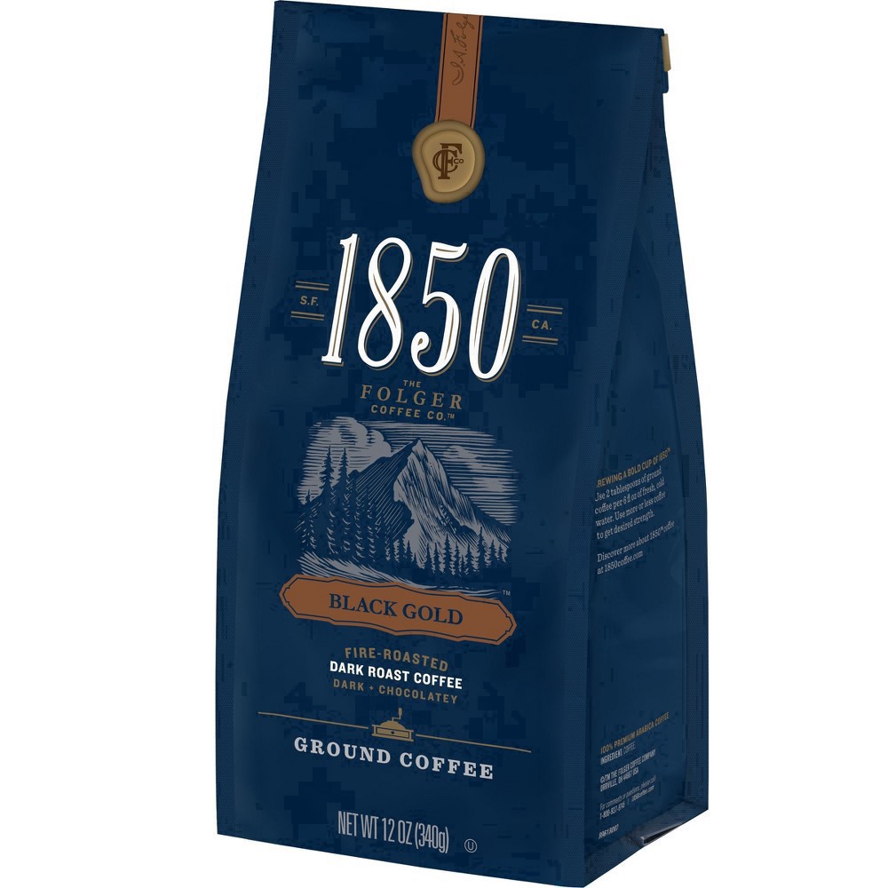 slide 15 of 31, 1850 Black Gold Ground Coffee, 12 oz
