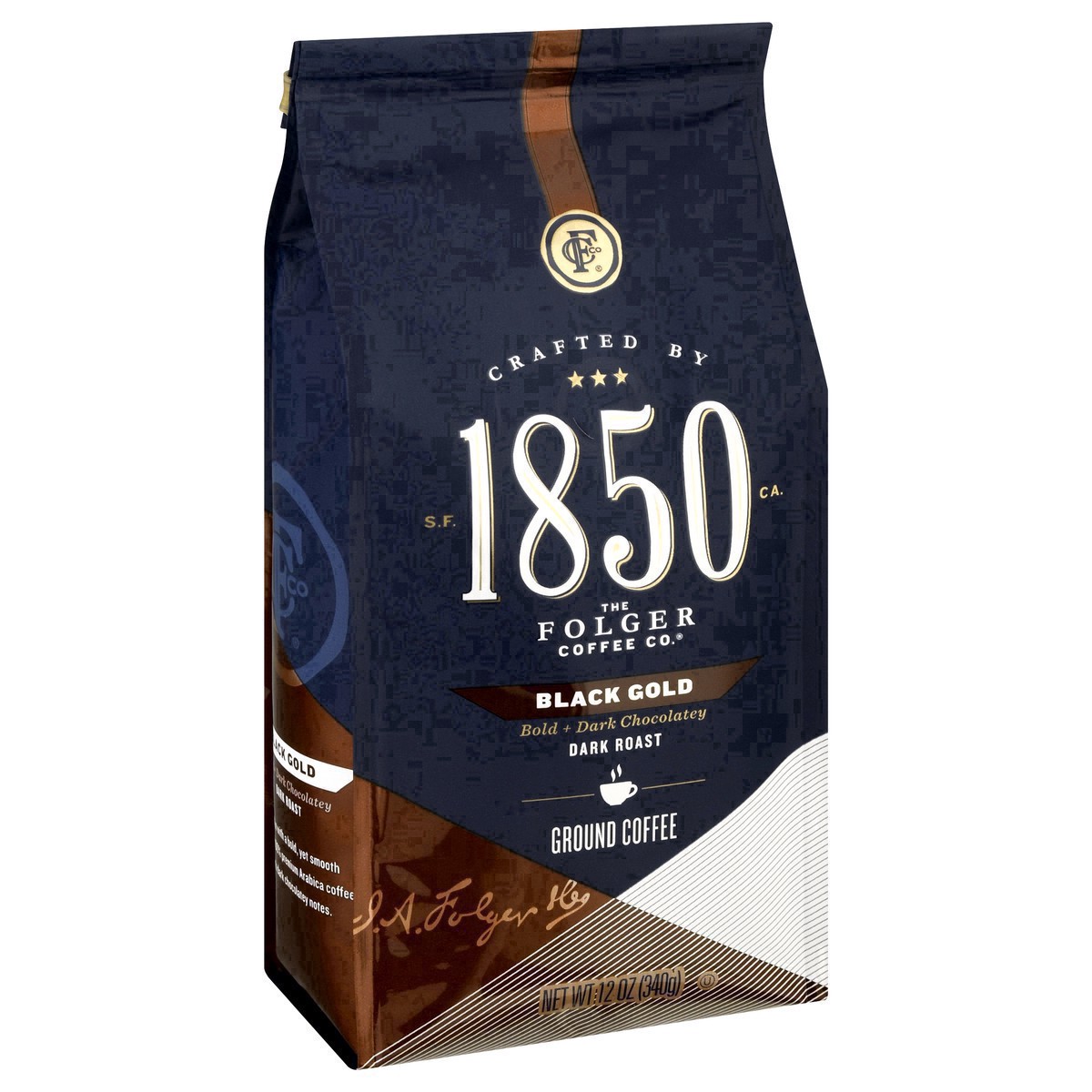 slide 27 of 31, 1850 Black Gold Ground Coffee, 12 oz