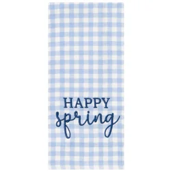 Room & Retreat Happy Spring Check Embroidered Dual Kitchen Towel, 16 In X 26 In