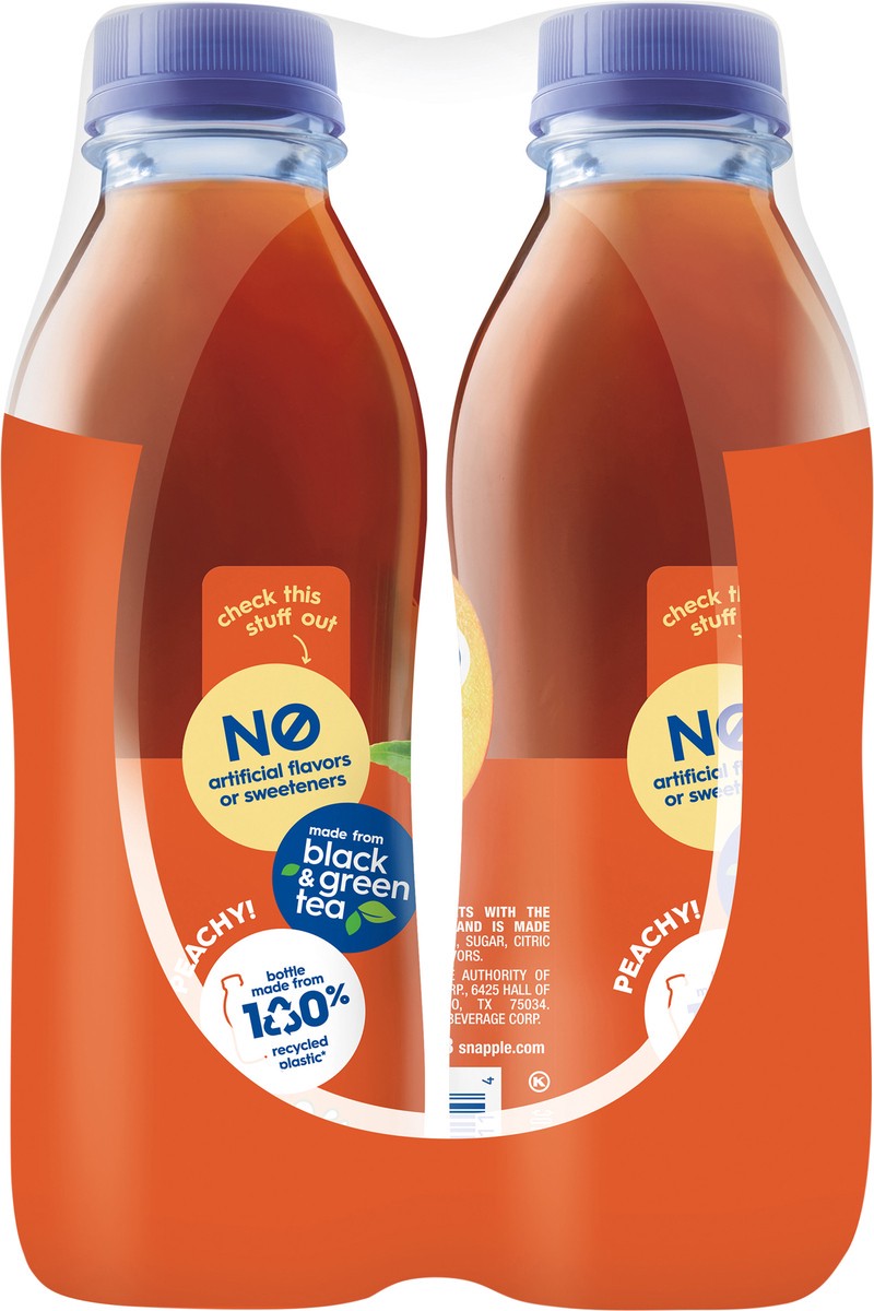 slide 5 of 7, Snapple Peach Tea, 16 fl oz recycled plastic bottle, 6 pack, 1 ct