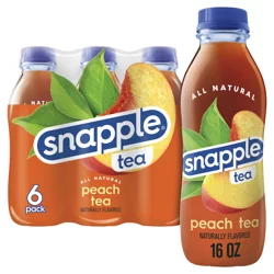 Snapple Peach Tea, 16 fl oz recycled plastic bottle, 6 pack - 6 ct