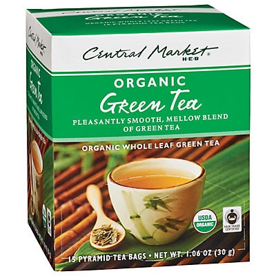 slide 1 of 1, Central Market Organics Whole Leaf Green Pyramid Tea Bags, 15 ct