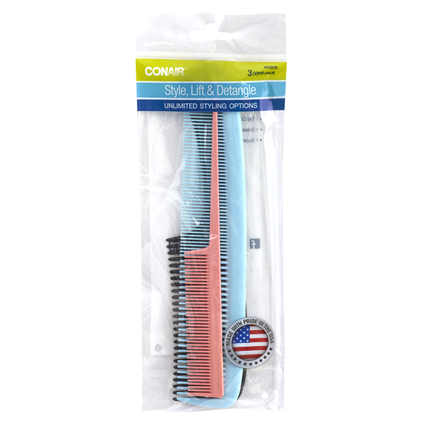 slide 1 of 1, Conair Assorted Combs, 3 ct