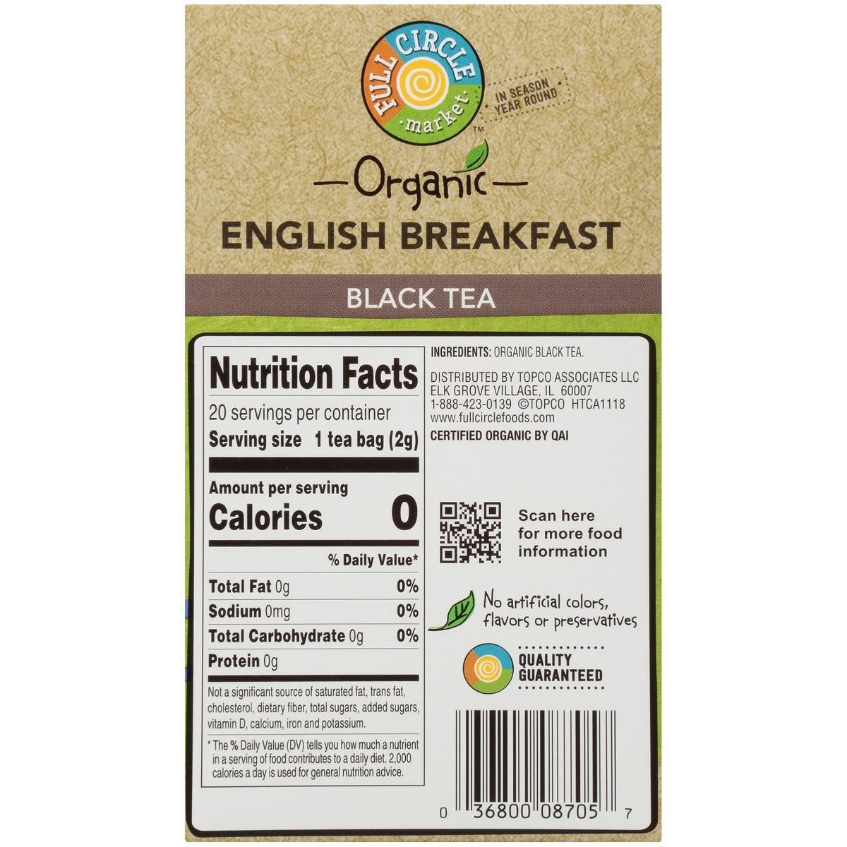 slide 9 of 15, Full Circle Market English Breakfast Black Tea Bags - 20 ct; 1.6 oz - 20 ct; 1.6 oz, 20 ct; 1.6 oz