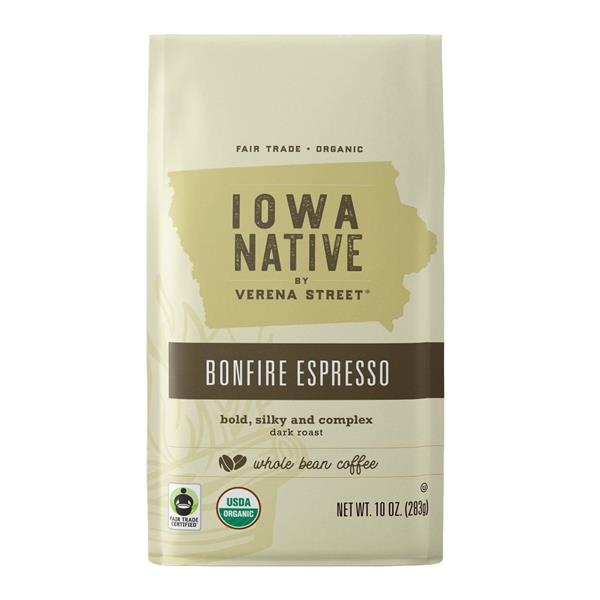 slide 1 of 1, Verena Street Iowa Native Bonfire Espresso Whole Bean Coffee - 10 oz, 10 oz