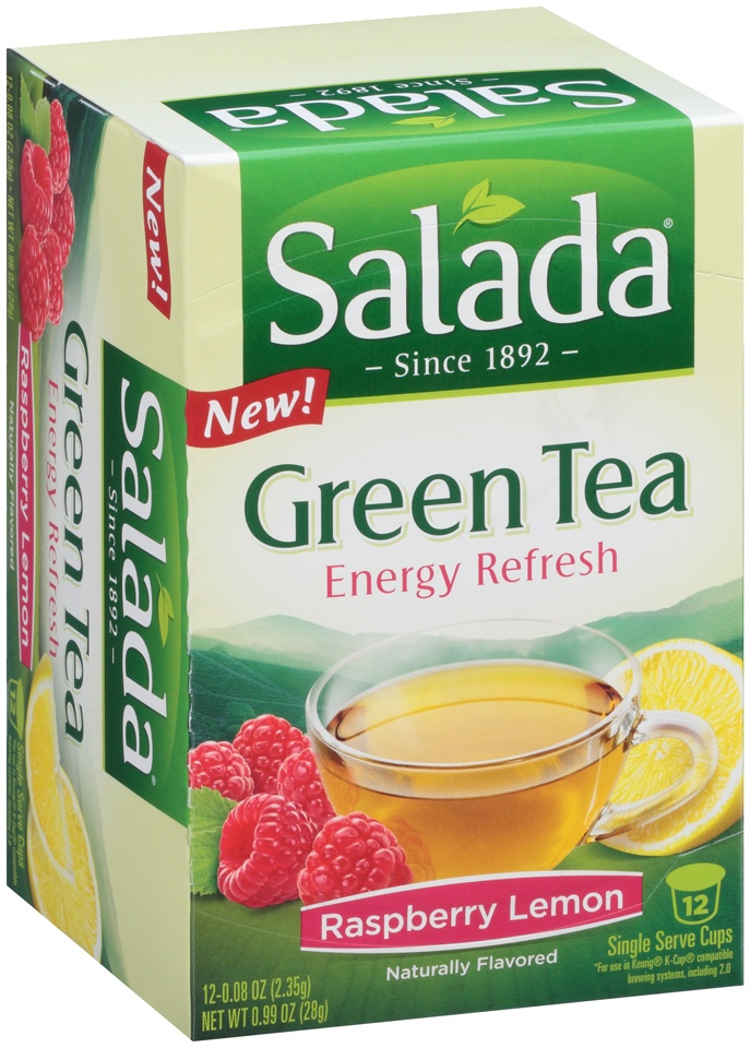 slide 1 of 1, Salada Tea Energy Refresh Raspberry Lemon Green Tea Single Serve Cups, 12 ct; 0.08 oz