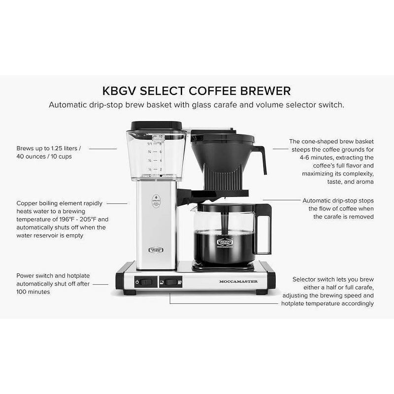 slide 3 of 5, Technivorm Moccamaster by Technivorm KBGV Select Coffee Maker with Glass Carafe, Silver, 1 ct