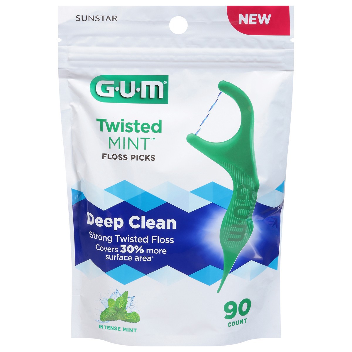 slide 1 of 11, G-U-M Twisted Mint Floss Picks 90 ea, 90 ct