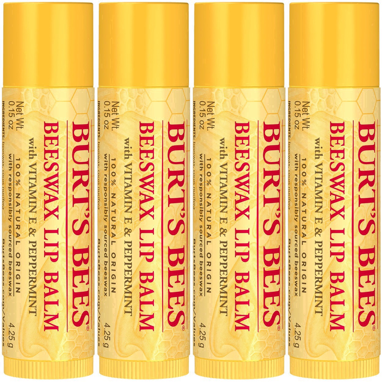 slide 226 of 248, Burt's Bees Natural Origin Moisturizing Lip Balm, 4 ct