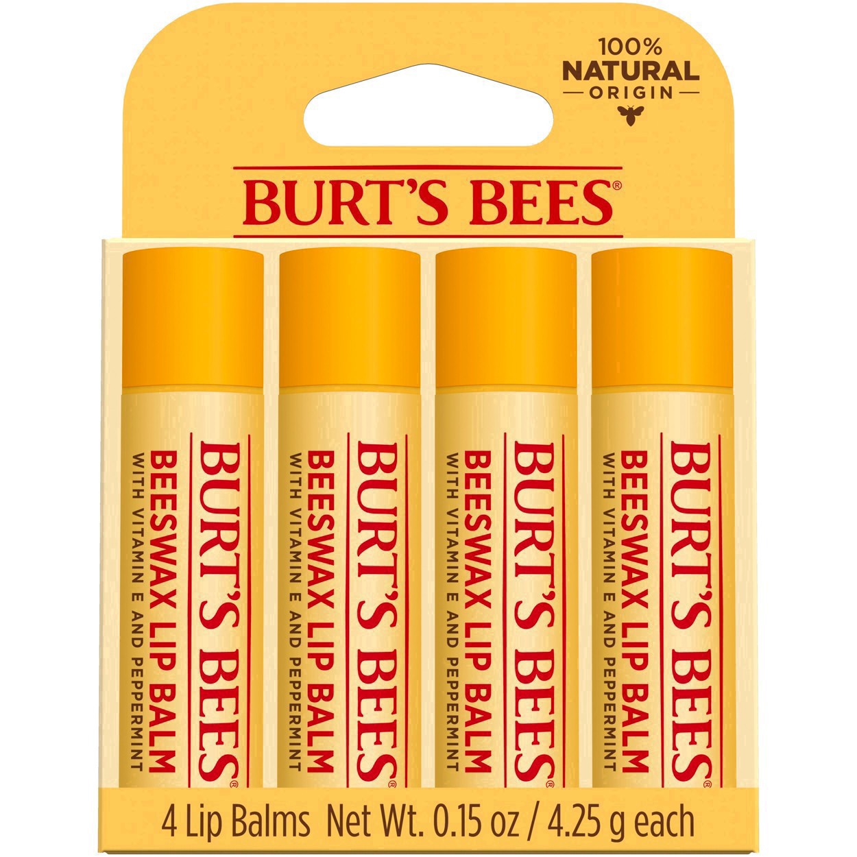 slide 219 of 248, Burt's Bees Natural Origin Moisturizing Lip Balm, 4 ct