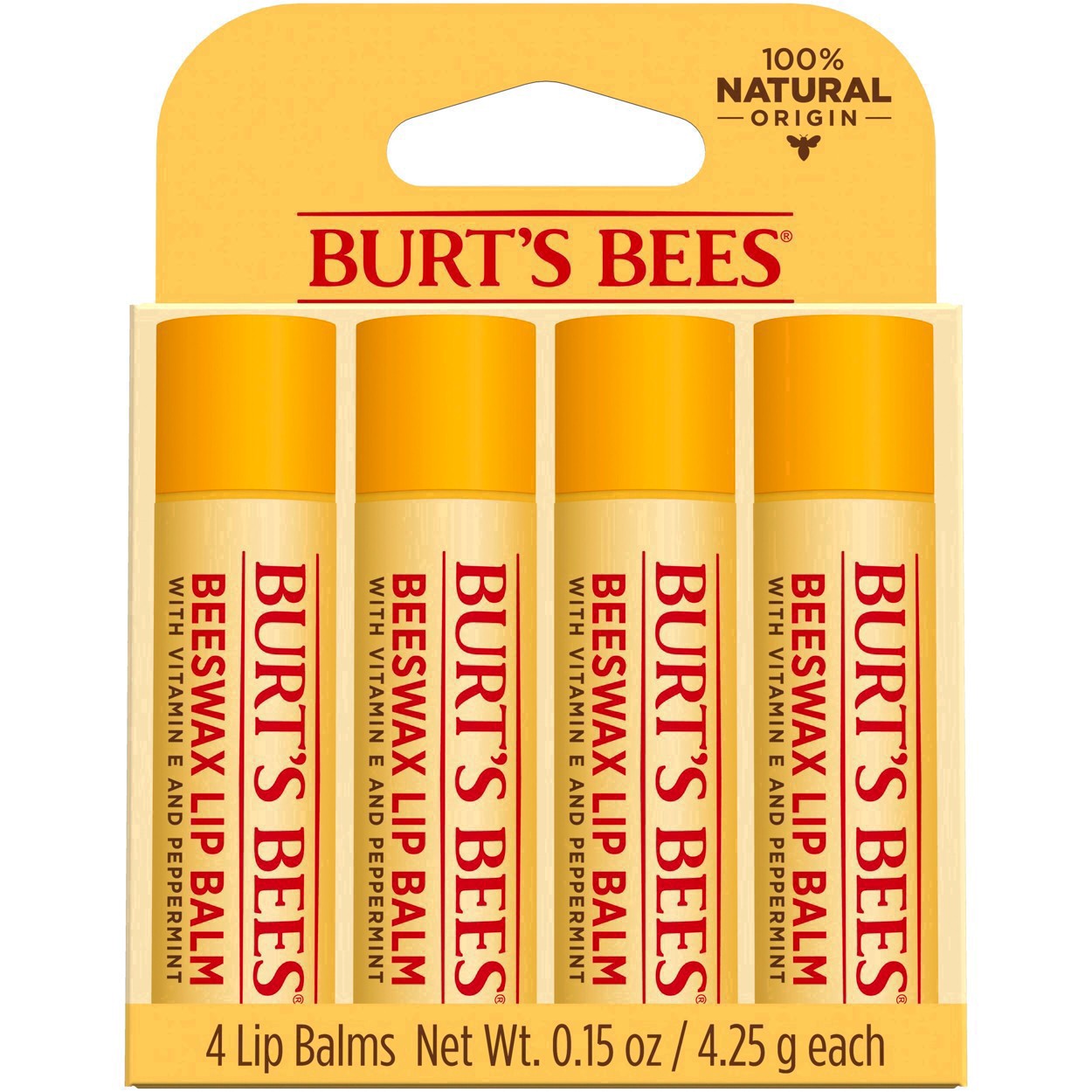 slide 22 of 248, Burt's Bees Natural Origin Moisturizing Lip Balm, 4 ct