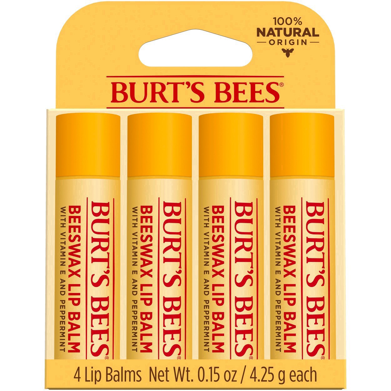 slide 2 of 248, Burt's Bees Natural Origin Moisturizing Lip Balm, 4 ct