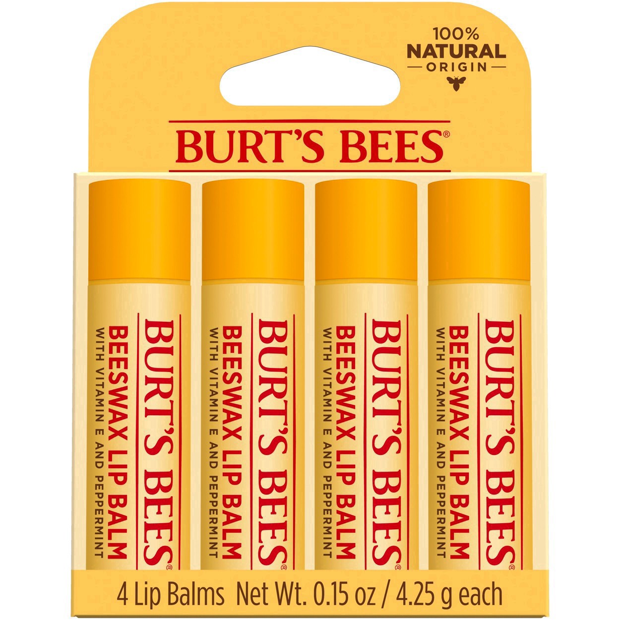 slide 90 of 248, Burt's Bees Natural Origin Moisturizing Lip Balm, 4 ct