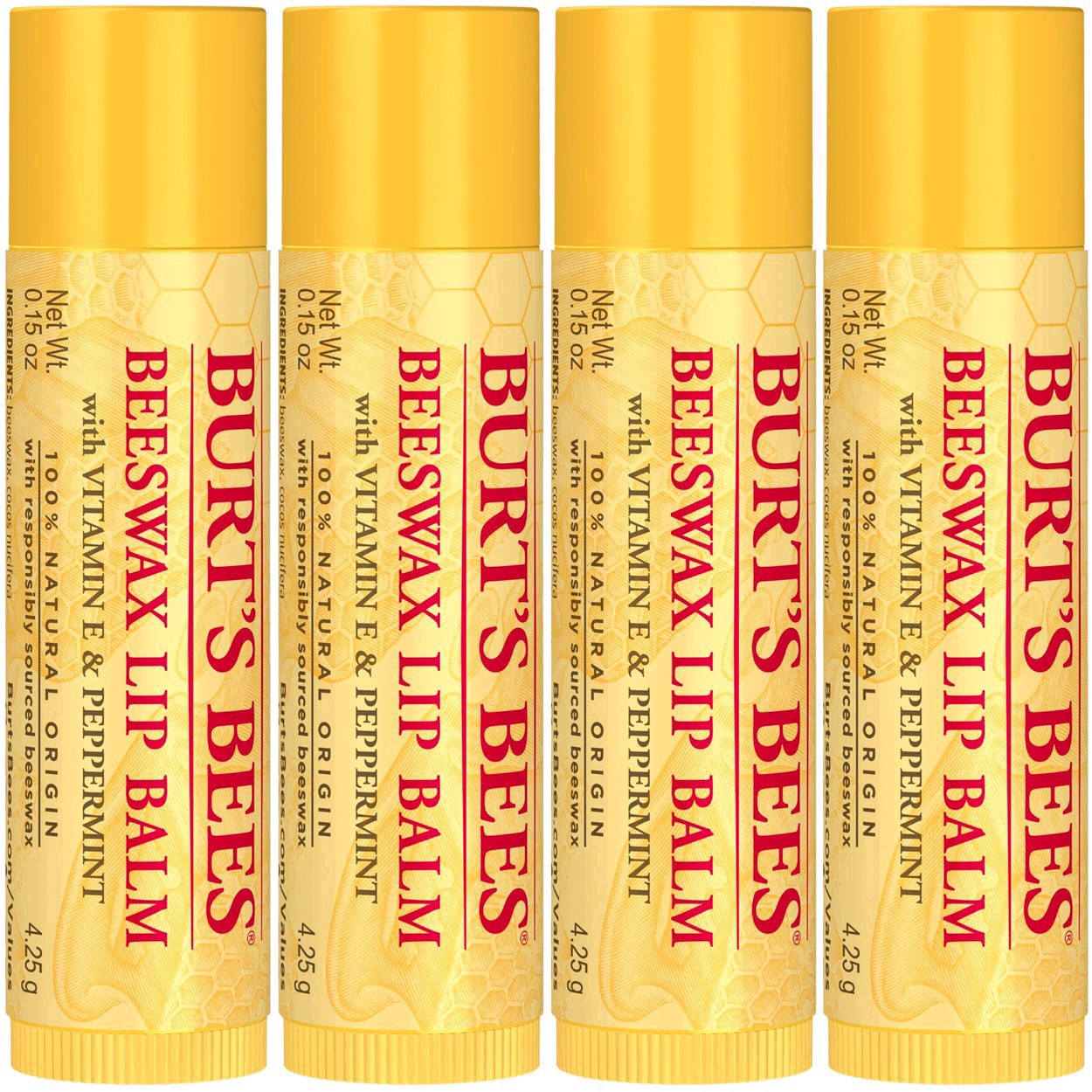 slide 51 of 248, Burt's Bees Natural Origin Moisturizing Lip Balm, 4 ct