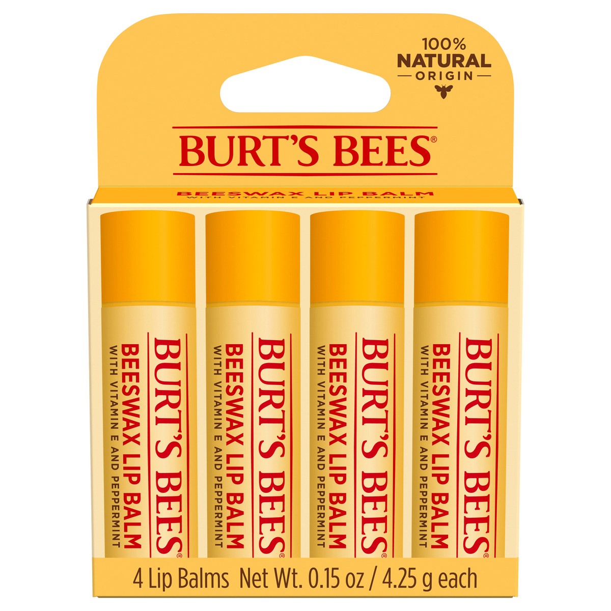 slide 1 of 248, Burt's Bees Beeswax Lip Balm, 4 ct