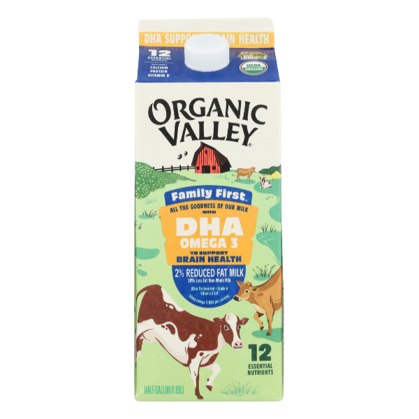 slide 1 of 1, ORGANIC VALLEY Omega 3 DHA 2% Organic Milk, Family First, 64 oz, 64 oz