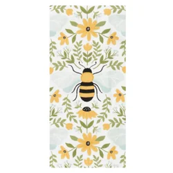 Room & Retreat Floral Reflective Bee Aqua Dual Kitchen Towel, 16 In X 26 In