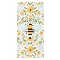 Room & Retreat Floral Reflective Bee Aqua Dual Kitchen Towel, 16 In X 26 In