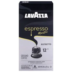 Lavazza Ground Extra Dark Roast Espresso Maestro Ristretto Coffee 10 Capsules