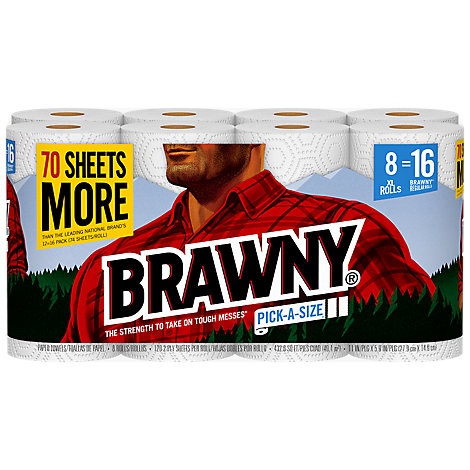 slide 1 of 1, Brawny Paper Towels Pick A Size Xl Roll White, 8 ct