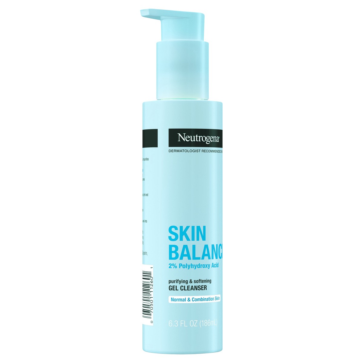 slide 5 of 6, Neutrogena Skin Balancing Purifying Gel Cleanser with 2% Polyhydroxy Acid (PHA), Softening Face Wash for Normal & Combo Skin, Paraben-Free, Soap-Free, Sulfate-Free, 6.3 oz, 6.30 fl oz